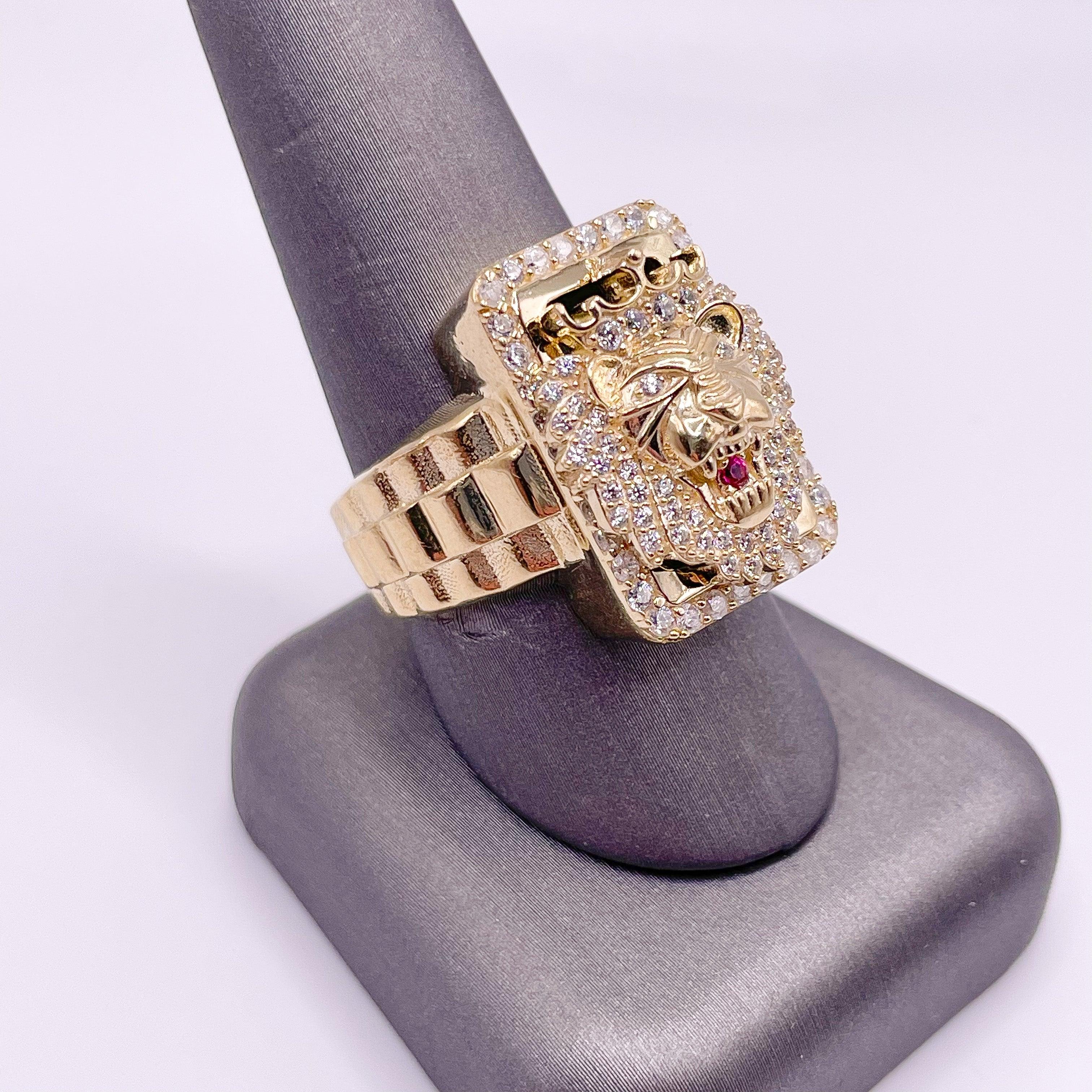 Lion signet ring for men, Luxury mens ring gold diamonds, Large men ring –  Lilo Diamonds